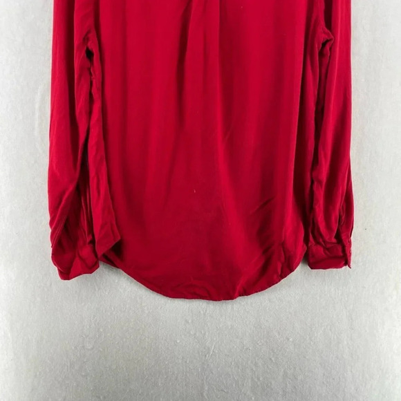 G.H. Bass & Co. Button-Up Shirt Women's Sz S Red Collared High-Low Hem - Picture 9 of 11